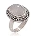 Chuvora 925 Oxidized Sterling Silver Natural Moonstone Gemstone Oval Rope Edge Vintage Band Ring Size 9