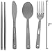 13 Piece Stainless Steel Family Cutlery Picnic Utensil Set with Travel Case for Camping | Hiking | BBQs - Includes Forks | Spoons | Knifes | Chopstick, Plus Nylon Commuter Case - Blue