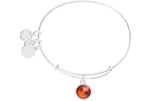 Alex and Ani Birthstones Expandable Bangle for Women, Birthday Crystal Charms, Shiny Finish, 2 to 3.5 in