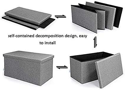 Bonlife Pouf Hocker Polster Sitzhocker Mit Stauraum Faltbox mit Deckel