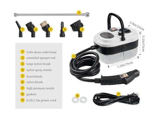 Foandbevi 7 in 1 Handheld Steam Cleaner for Home, 2500W High Pressurized Steamer for Cleaning, 6-Level Multipurpose Steam Cleaner for Car Floor Upholstery Kitchen Bath
