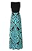 Zattcas Womens Summer Contrast Sleeveless Tank Top Floral Print Maxi Dress Black Aqua Small
