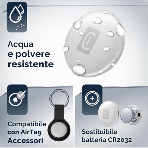 localizzatore di oggetti Tracy Tag Dual compatibile con le app Apple Dov'è e Google Find Hub per iOS e Android con batteria CR2032 e certificazione IP68, nero