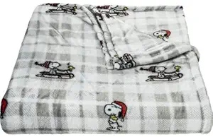 Berkshire Blanket Snoopy Sleigh VelvetLoft Blanket - Full-Queen, Grey