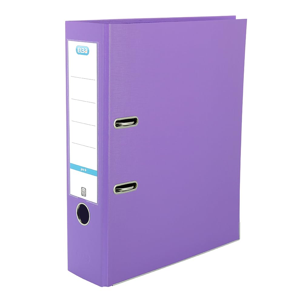 Elba A4 Lever Arch File, 570 Sheet Capacity, 80mm spine, Strongline Plastic on Board, Single, Purple