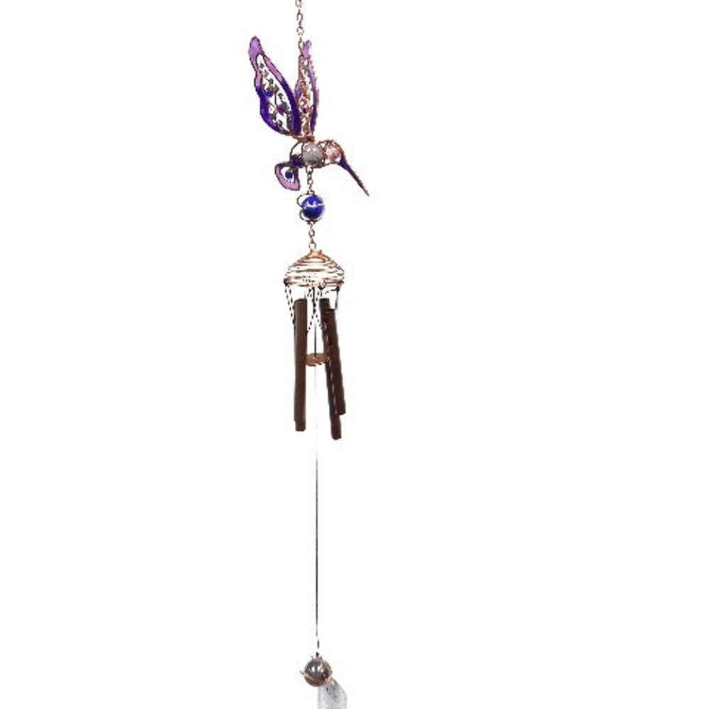 StealStreet SS-G-99283 Wind Chime Copper & Gem Hummingbird Garden Decoration Hanging Decor