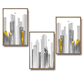 3 Piece Framed Canvas Wall Art for Living Room, Bedroom Buildings Theme Canvas Prints for Home Decoration Ready to Hang - 16"x24"x3 Panels