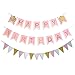 Keira Prince Happy Birthday Banner Set, Pink With White Trim, Gold Letters & Stylish Gold Chevron Accents & Matching Triangle Banner