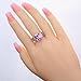 Psiroy 925 Sterling Silver Plated Emerald Cut Simulated Pink Topaz Wide Band Engagement Ring Size 7