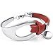 KONOV Womens Leather Stainless Steel Bracelet, Classic Bangle, Red Silver