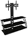 Mount-It! TV Stand with Mount and Storage Shelves, Entertainment Center Fits 32 to 60 Inch Screens, VESA 100x100 to 600x400, Glass Shelving, 88 Lbs, Black MI-864