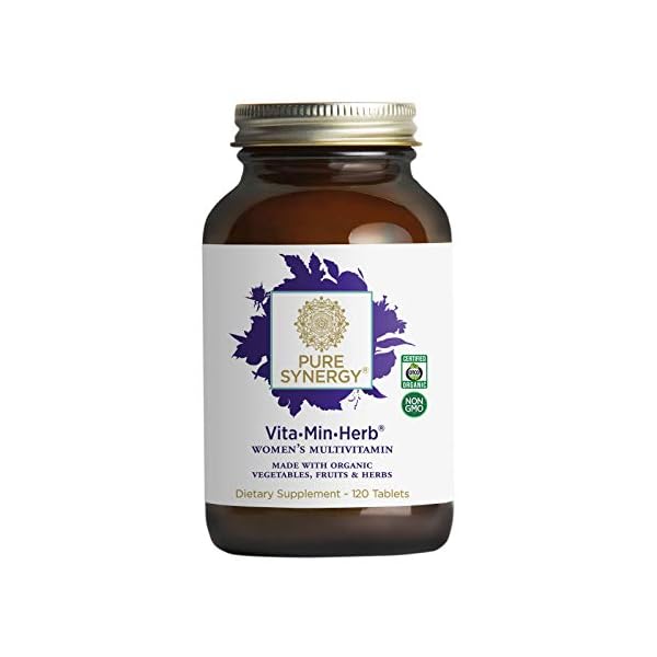PURE SYNERGY Vita·Min·Herb for Women | Women’s Comprehensive Multivitamin Supplement | Made with Organic Whole Food Non-GMO & Vegan Ingredients | Supports Energy & Immune Health (120 Tablets)