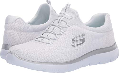 Skechers Women's Summits Sneaker, (White/Silver), 9 W US