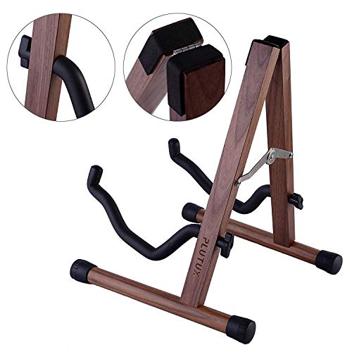 PlutuX Black Walnut Guitar Stand Acoustic Guitar Stand Folding A-Frame Electric Guitar Stand Floor Instrument Wooden Stand Classical Safe Stand Bass Guitars Hard Wood Holder