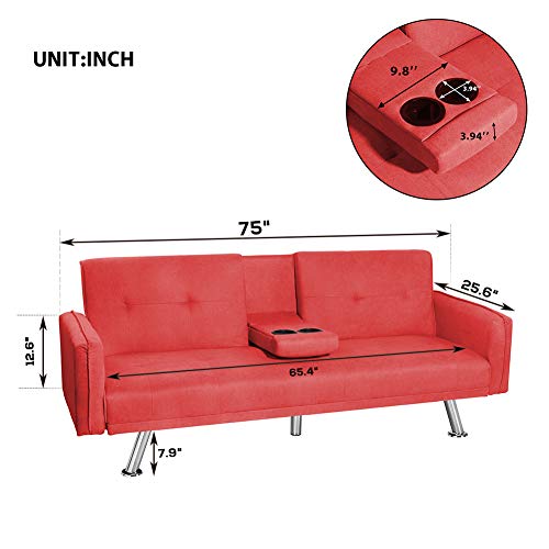 DKLGG Convertible Futon Bed Modern Velvet Recliner Couch with Armrest