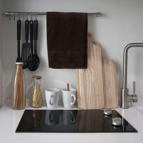 Talvania Brown Kitchen Towels, 100% Cotton Dobby Weave Terry Towel Set, 12 Dark Brown Absorbent Multipurpose Dish Cloth, Hand Towel and All Kitchen Cleaning 15" X 25" Machine Washable (Coffee Bean) - Thumbnail 3