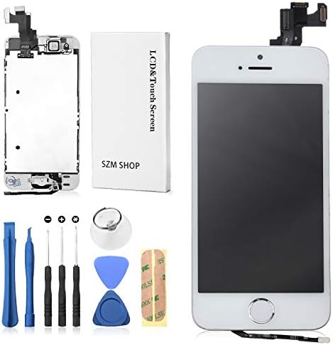 Szm Iphone5s 修理交換用フロントパネルセット ハイクオリティ タッチパネル フロントガラスデジタイザ 液晶パネルセット スピーカー 5s白 Lcd フロントカメラ ホームボタン付き
