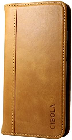 CIBOLA Huawei Mate 9 Case, Genuine Leather Wallet Case Folio Book Design with Kickstand, Credit Card Slots and Magnetic Closure Protective Cover (Brown, Huawei Mate 9)
