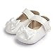Weixinbuy Baby Girls PU Leather Princess Mary Jane Shoes Soft Sole Bowknot Shoes, White, 6-12 Months/4.92inch