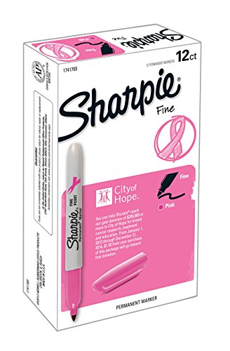 Sharpie Permanent Markers, Fine Point, Pink, "City of Hope" Edition, 12 Count