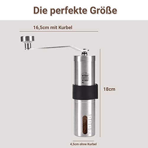 NOUTEN® Premium Hand-Kaffeemühle mit Keramik-Mahlwerk - Kompakte Kaffeemühle mit Tasche und Halterung auf Reisen… – Bild 4