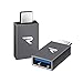 RAMPOW USB C to USB Adapter [2-Pack, OTG, QC 3.0] - USB 3.0 Type C Adapter - USB-C Male to USB-A Female Converter for MacBook Pro/Air, Samsung Galaxy S8/S9/S10/S20, LG, Moto - Space Gray