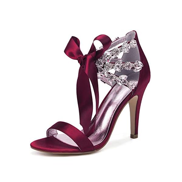 Llbubble Women High Heels Satin Rhinestone Wedding Bridal Sandals