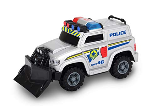 Dickie Toys 203302001 Polizei SUV mit Schiebeschild zum Abnehmen, Polizeiauto, Geländefahrzeug, Spielzeugauto mit Seilwinde, Licht & Sound, inkl. Batterien, 15 cm, ab 3 Jahren – Bild 4