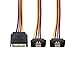 SATA 15pin Power Extension Cable,SATA 15 Pin Male to 90 Degrees 2 Female Power Y Splitter Cable Adapter,7inch (SATA 15Pin 1 to 2)