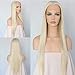 Udreamy Platinum White Blonde Heat Resistant Synthetic Lace Front Wigs for Women 24 Inch