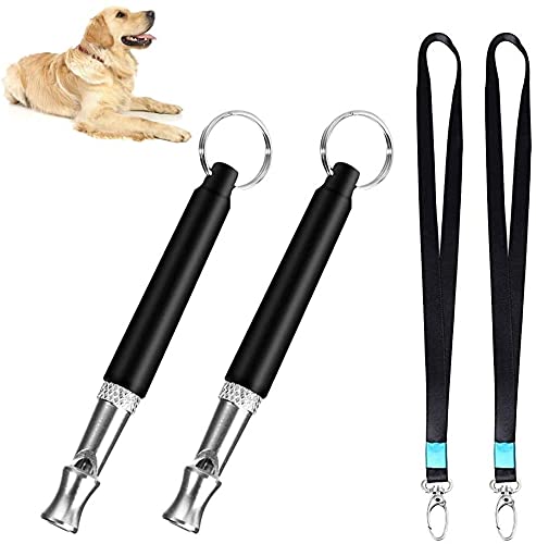 Moocuca 2PCS Dog Whistle Pet Training Whistle Adjustable Ultrasonic Whistle Whistle Dog Dog Whistle Vibrator Training Dog Whistle High Frequency Silent With Lanyard