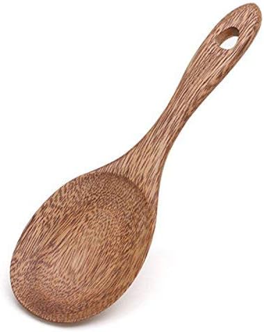 GOHIDE A Japanese Style Wooden Spoon Home Kitchenware Natural Acacia Wood Cookware Cooking Serving Paddle Rice Spoon Scoop Ladle Special for Non-Stick Frying Pan and Electric Cooker XCX