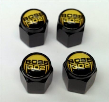 Mustang BOSS 302 Cobra Shelby GT Valve Stem Caps (Black - Yellow)