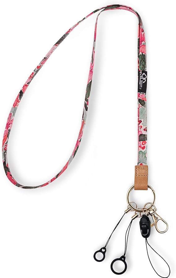 WK IEASON Lanyard Neck Strap Keychain ID Holder Keyring Keys Badge Phone Camera Strap Pen Holders (Rose Print) — image 1