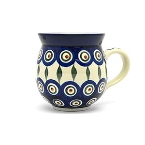 Polish Pottery Mug – 15 oz. Bubble – Peacock