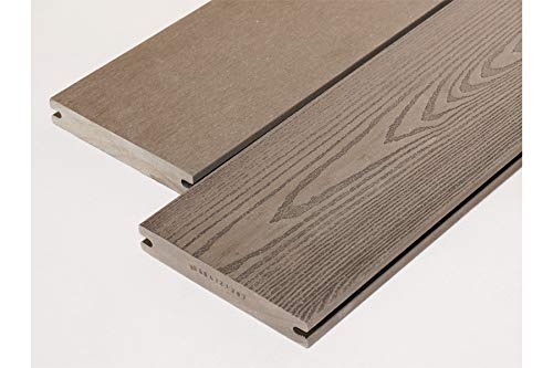 Handmuster/Muster BPC Massivdiele, 20 (Stärke) x 120 mm (Breite), einseitig glatt gebürstet/einseitig Holzoptik, braun… – Bild 4