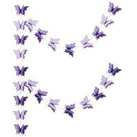 Zilue Butterfly Banner Decorative Paper Garland Wedding, Baby Shower, Birthday & Theme Decor 110 Inches Long Set of 2 Pieces Lightpurple