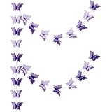 zilue Butterfly Banner Decorative Paper Garland for Wedding, Baby Shower, Birthday & Theme Decor 110 Inches Long Set of 2 Pieces Lightpurple