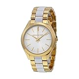 Michael Kors Watches Slim Runway Three Hand Stainless Steel Watch (Gold/White)