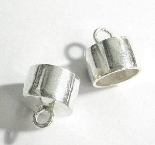 4 pcs .925 Sterling Silver Bead 8mm Leather Cord End Cap/Findings/Bright