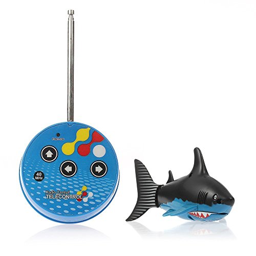 eSmart Rc Radio Remote Control Mini Electrical Shark Fish Kids Water Game Toy Children Gift (Blue &amp; Black)