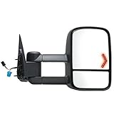 2003 2004 2005 2006 2007 Chevy/Chevrolet/GMC Silverado Sierra Pickup Truck 1500/2500/3500 Suburban Tahoe Yukon XL Power Heated Dual-Arm Manual Folding Telescoping with Turn Signal Light/Lamp Telescopic Tow/Camper Textured Black Upgrade Rear View Mirror Right Passenger Side (03 04 05 06 07)