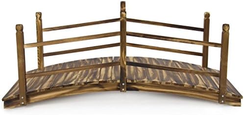 Wooden Garden Pond Bridge 5' Koi Ponds Creek Backyard Arch Archway Walkway Decorative Patio Outdoor Decorative Furniture Stained Finish And Solid Wooden Construction Easy Assembly Elegant Design