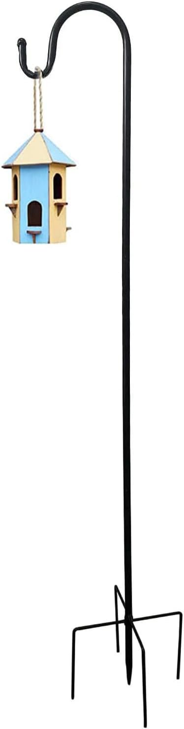 Outdoor Shepherd's Hooks - PKBD Adjustable Outdoor Shepherds Hook for Bird Feeders Pole, 35 Inch Shepherds Hooks with 4 Prongs Base for Outside Hanging Plants/Lanterns/Weddings Decor/Solar Lights