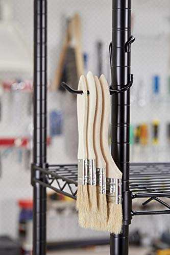 Sunway Shelf Pole Hooks 5-Pack | 4" Black All Purpose | Best Solution for Garage Shelving Storage Organization | Use with Metal or Wire Shelves and Racks | Heavy Duty, Easy Installation