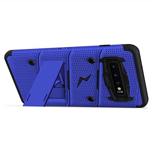 ZIZO Bolt Series Galaxy S10 Plus Case Military Grade Drop Tested with Built in Kickstand Holster Blue Black