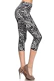 Leggings Depot Women's Popular Capri Cropped Printed High Waist Leggings Batch4 (Regular (Size 0-12), Butterfly Paisley)
