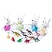 Easter Egg Easter Basket Toy Kit - Woodchip Woven Easter Basket with cloth liner, Two (2) Wooden colored Easter Eggs, Four (4) in-egg Dinosaur Characters, Two (2) Egg-Shaped Tin Cases for Candy