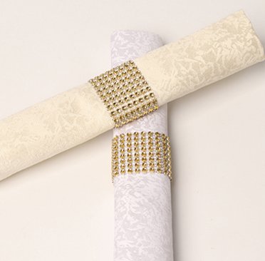 Rhinestone Napkin Rings Wedding Adornment, Napkin Holder for DIY Party Banquet Birthday, Gold (50PCS)