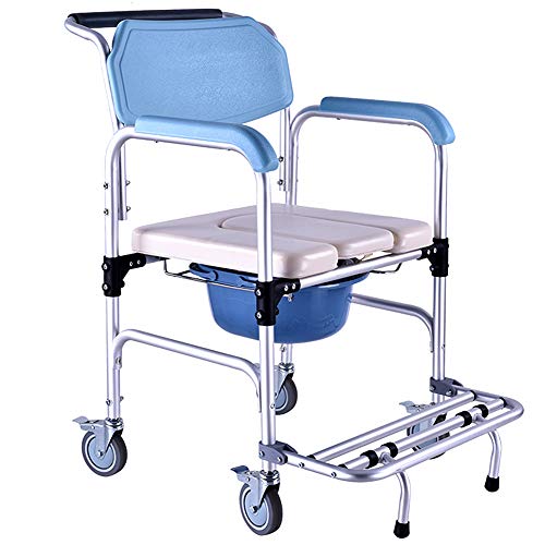 Buy Nurth 3 in 1 Folding Portable Shower Chair Commode Mobile Commode with Wheels and Brakes